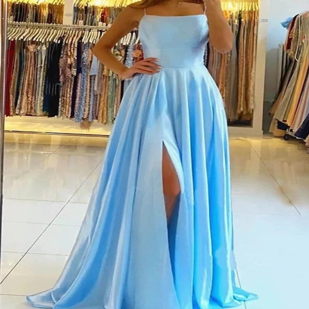 Elegant Lace Slit Maxi Dress – Prom Wedding Guest