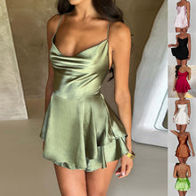 Sexy Satin Lace-Up Mini Dress – Party Date Night