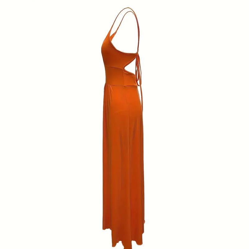 Sexy Deep-V High-Slit Maxi Dress – Evening Party