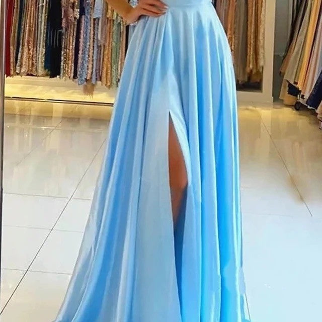 Elegant Lace Slit Maxi Dress – Prom Wedding Guest