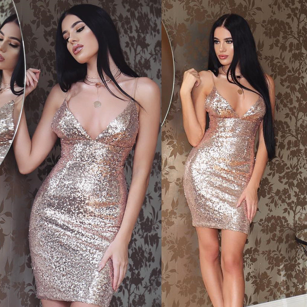 Sequin strap dress