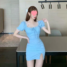 Romantic Blue Puff-Sleeve Dress – Date Night Party