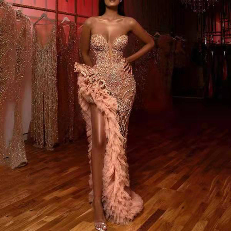 Strapless sequin dress