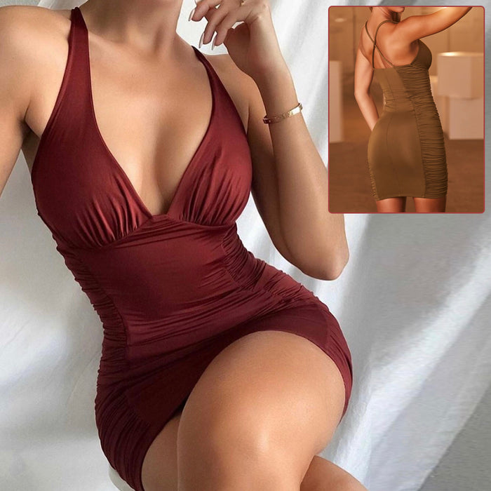 Sexy Deep-V Backless Mini Dress – Summer Club Look