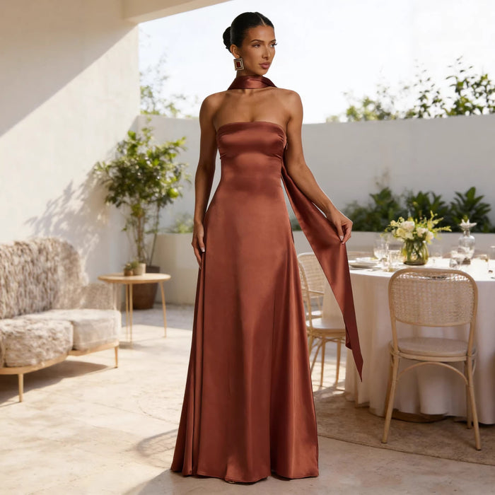 Elegant Strapless Maxi Gown – Prom Evening Party