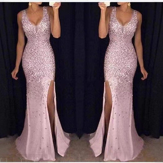 Metallic Split Maxi Dress – Viral-Style Party Gown