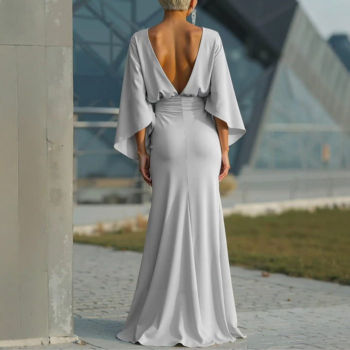 Elegant Backless Mermaid Maxi Dress – Wedding Party