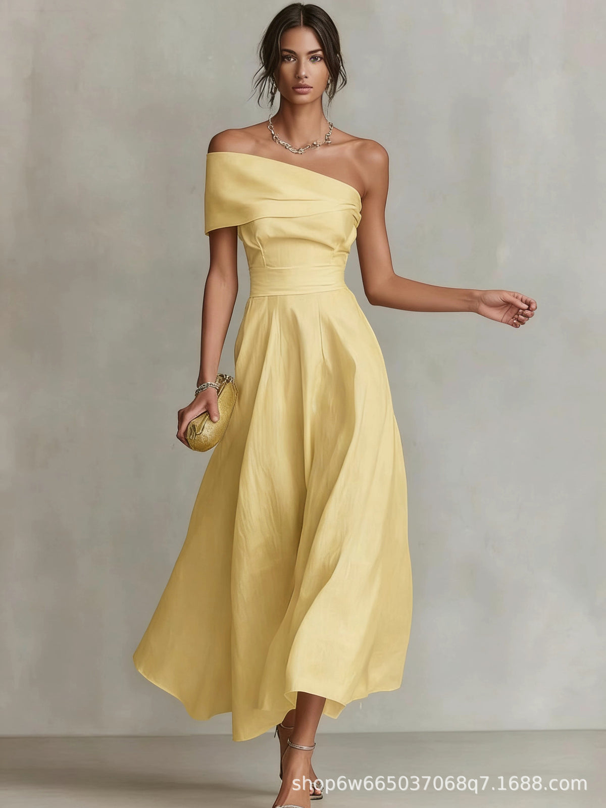 One shoulder midi dress