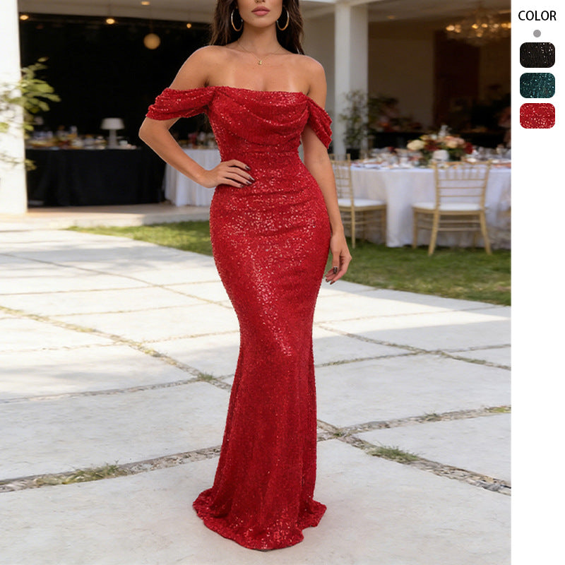 Sequin off shoulder dress